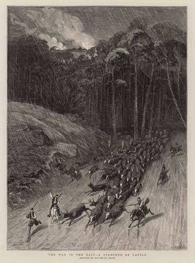 東の戦争、牛のスタンピード 作： Samuel Edmund Waller